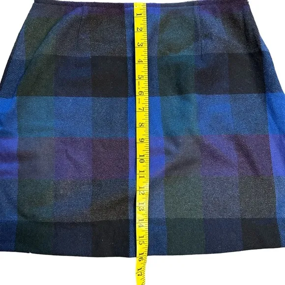 Y2K Vintage The Limited Wool Blend Purple/Green/Blue Checkered Mini Skirt Size 4
