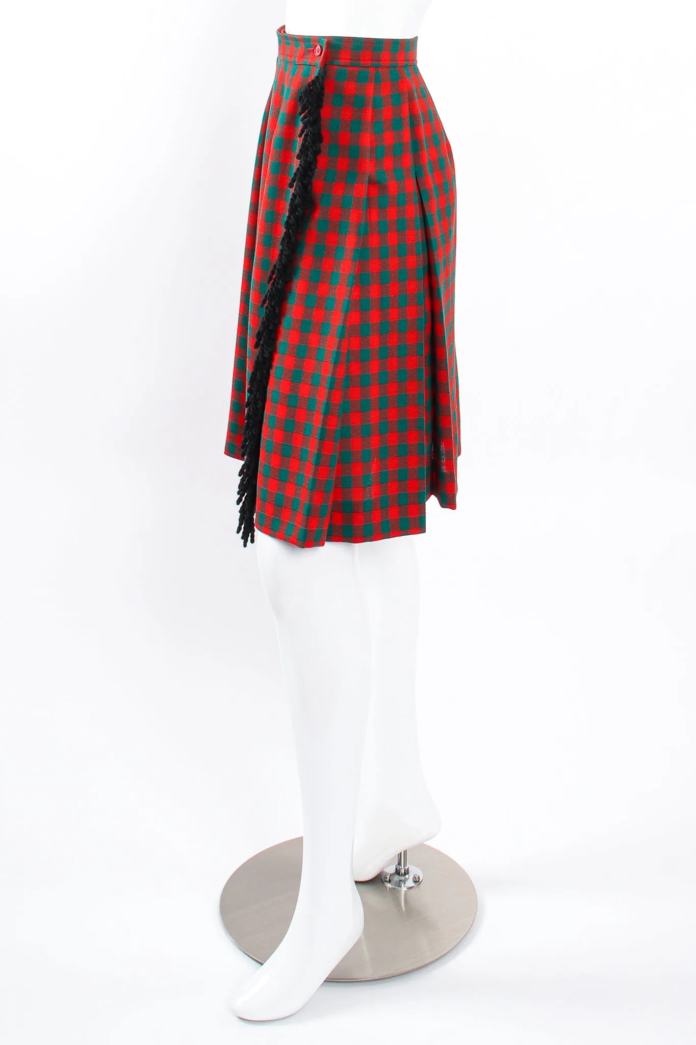 Yarn Fringe Punk Plaid Skirt
