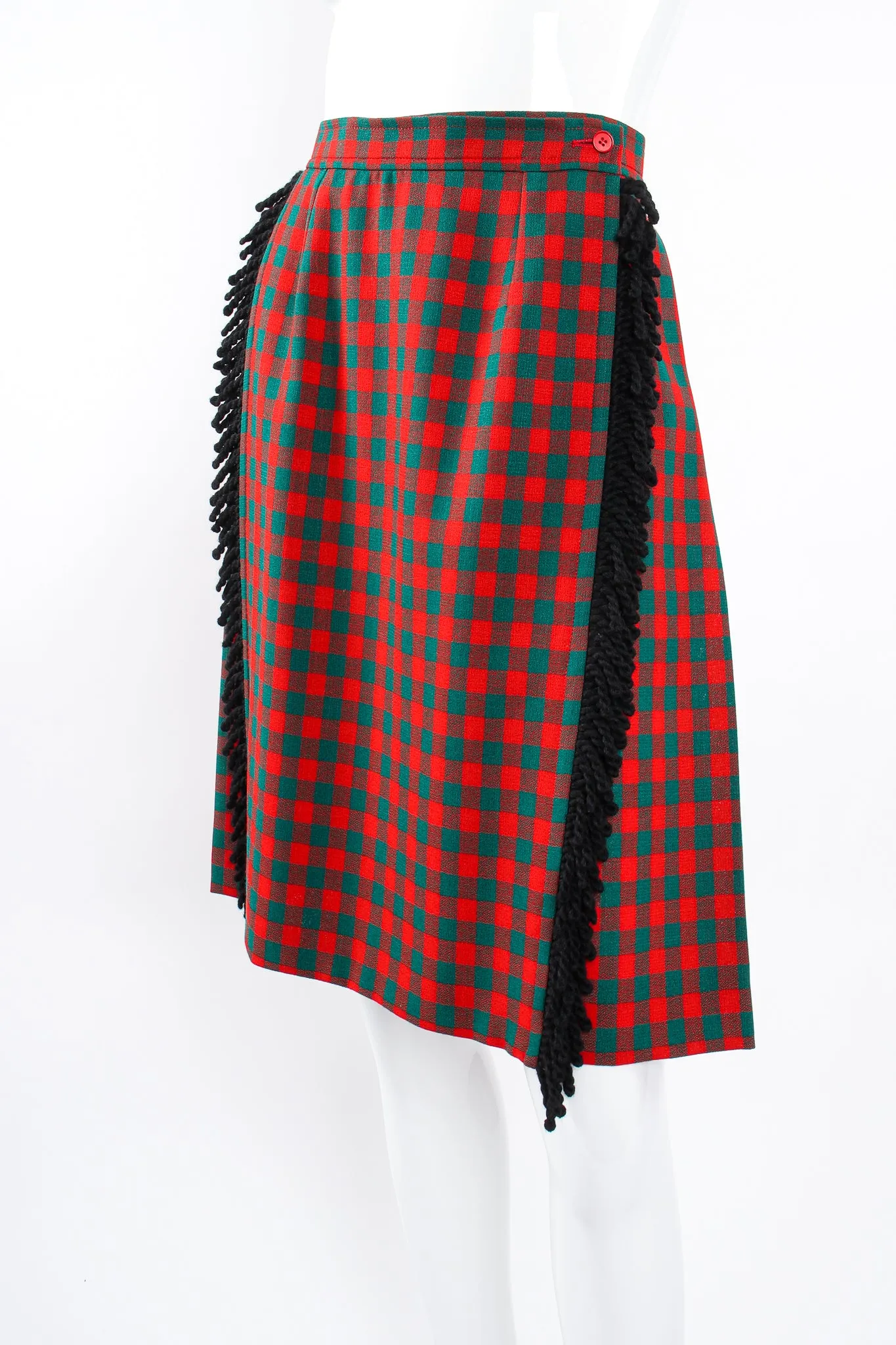 Yarn Fringe Punk Plaid Skirt
