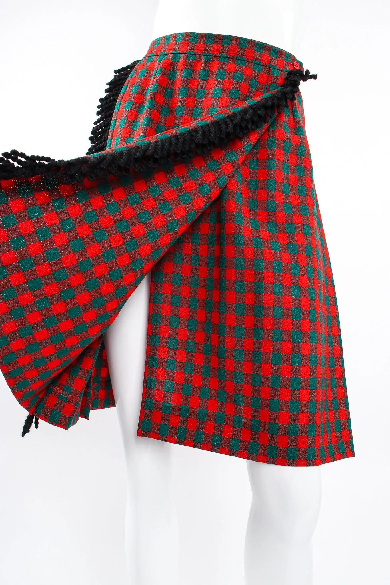 Yarn Fringe Punk Plaid Skirt