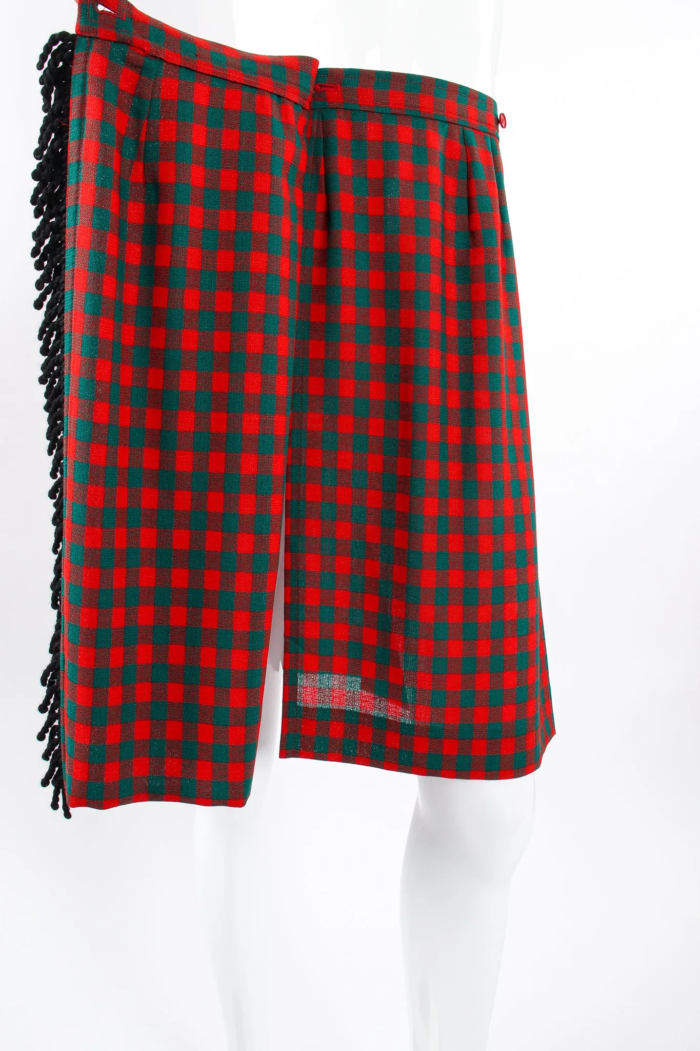 Yarn Fringe Punk Plaid Skirt