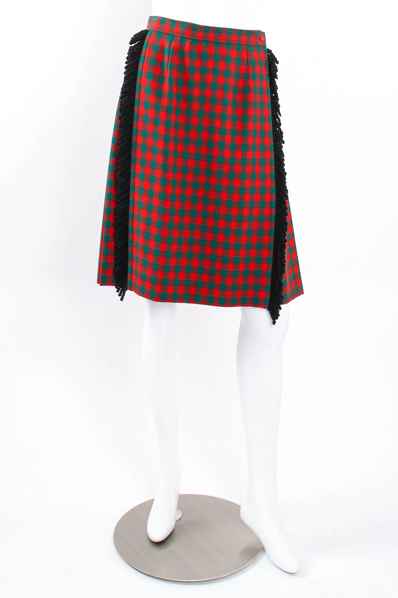 Yarn Fringe Punk Plaid Skirt