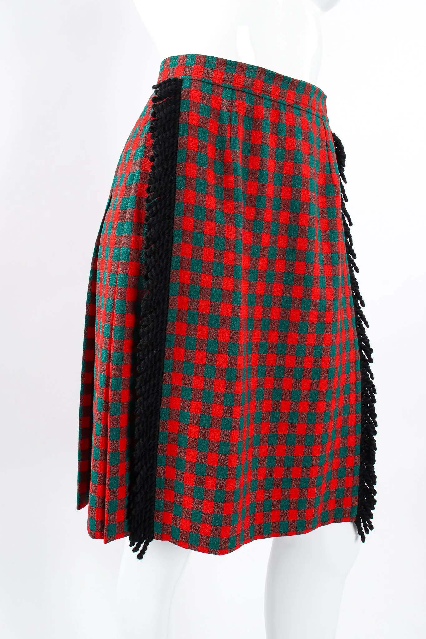 Yarn Fringe Punk Plaid Skirt