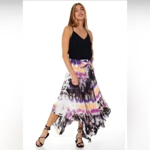Young Fabulous Broke TieDye Bali Skirt Boho in Orchid Dominica Wash NWOT