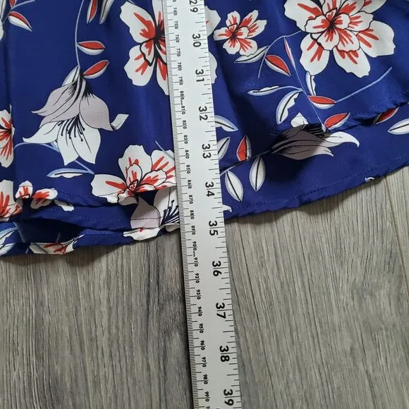 Yumi Kim Dress Wrap Silk Womens XS Blue Floral Feminine Skater Mini Soho Mixer