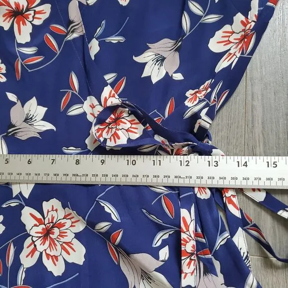 Yumi Kim Dress Wrap Silk Womens XS Blue Floral Feminine Skater Mini Soho Mixer