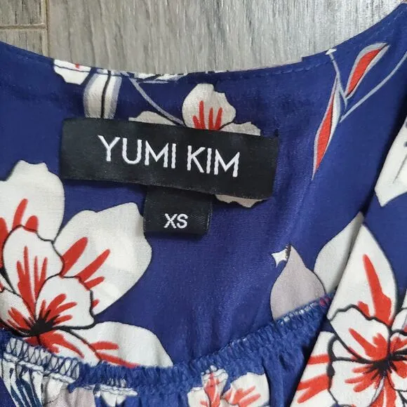 Yumi Kim Dress Wrap Silk Womens XS Blue Floral Feminine Skater Mini Soho Mixer