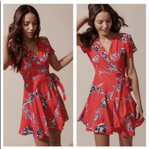 Yumi Kim Silk Hello Beautiful Red Kennedy Floral Wrap Dress
