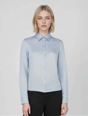 Yvette Satin TENCEL™ Very Fitted Shirt | Ice Blue