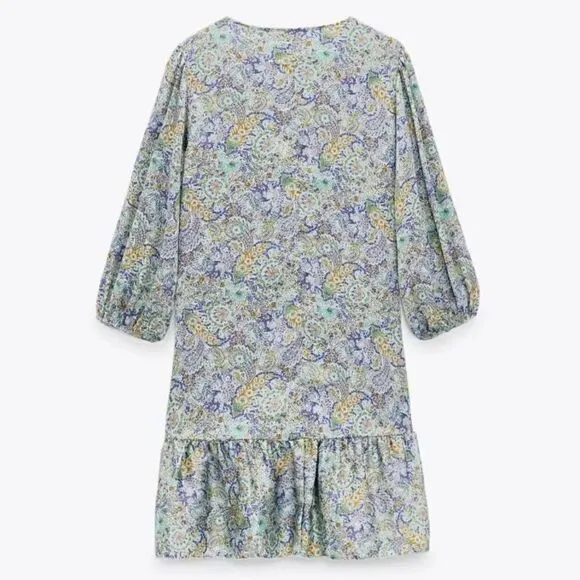 ZARA BOHO PRINTED PAISLEY DRESS