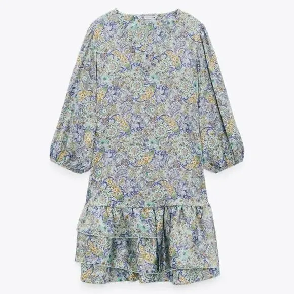 ZARA BOHO PRINTED PAISLEY DRESS