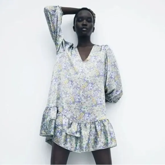 ZARA BOHO PRINTED PAISLEY DRESS