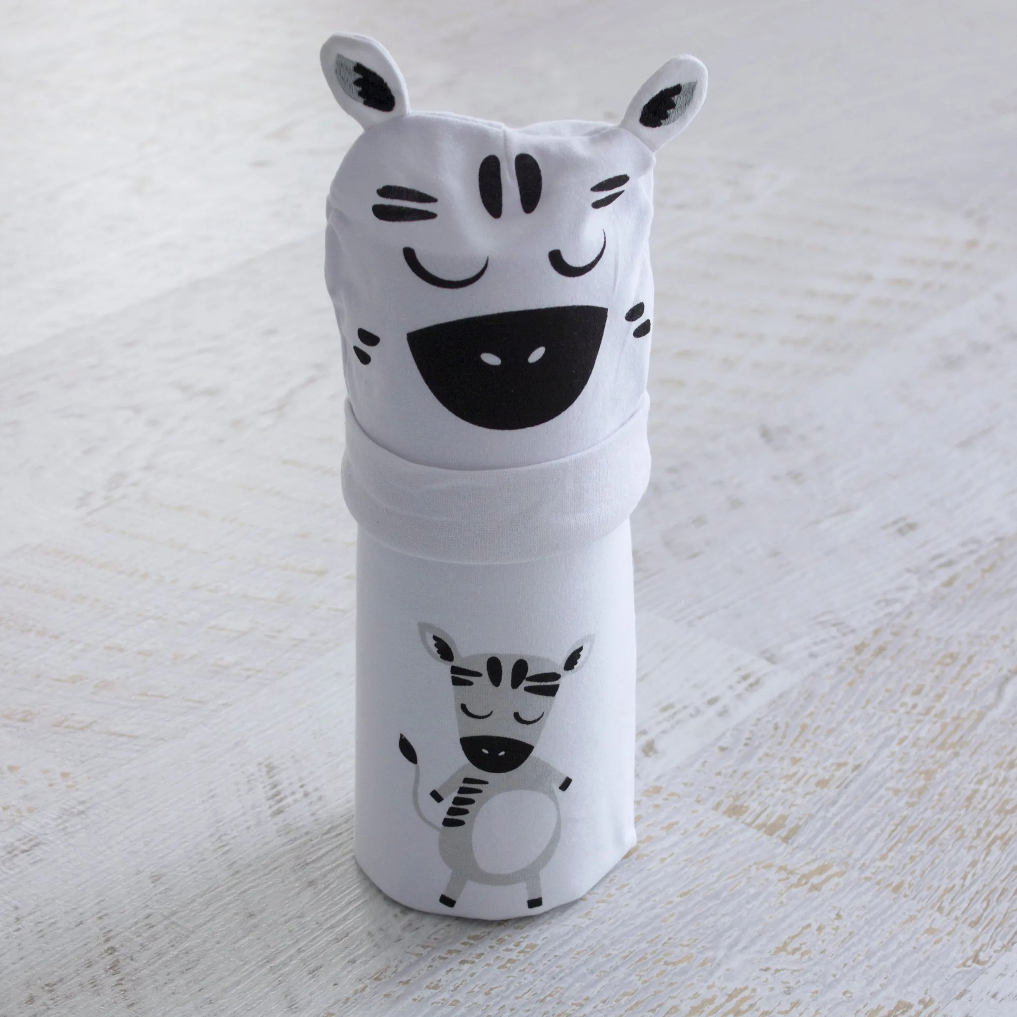Zebra Stretchie Swaddle & Beanie Set