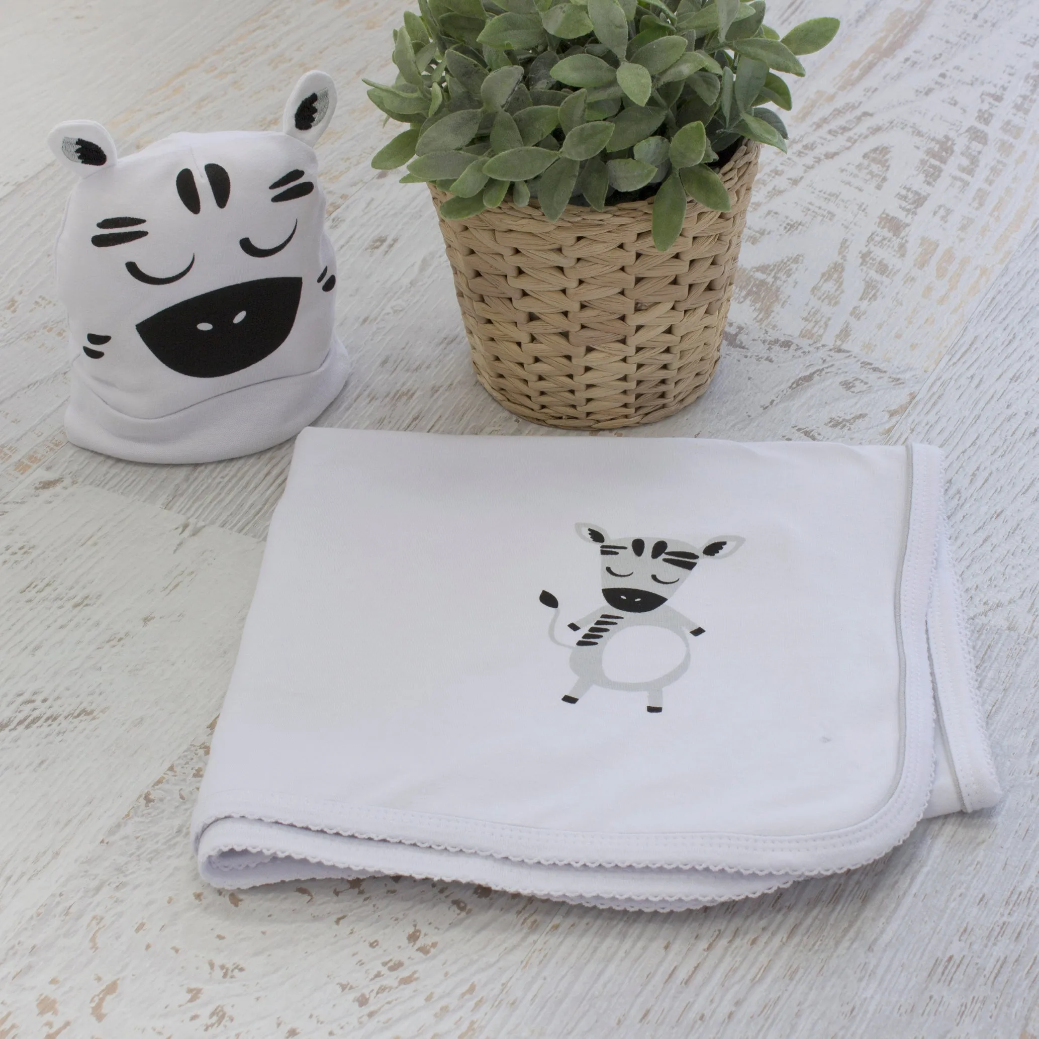 Zebra Stretchie Swaddle & Beanie Set